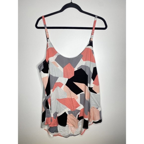 Torrid Blouse Size 2 18/20 Women's Color Block Geometric Multicolor Adjustable - Picture 7 of 7